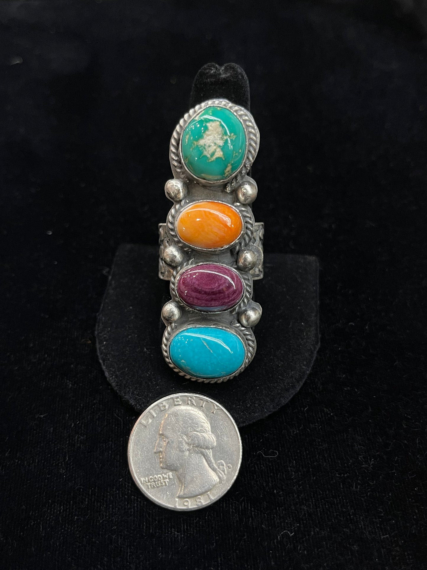 11.0 Multi 4 stone Ring by Boyd J. Ashley, Navajo