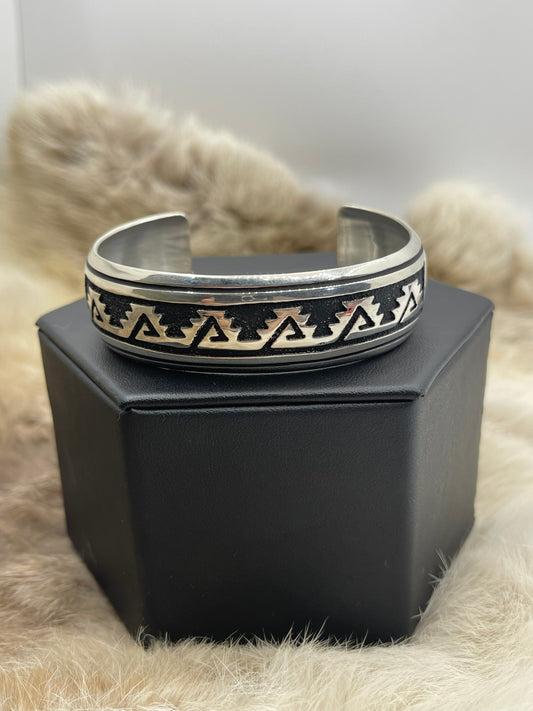 6" - 7.25" Silver Overlay Cuff