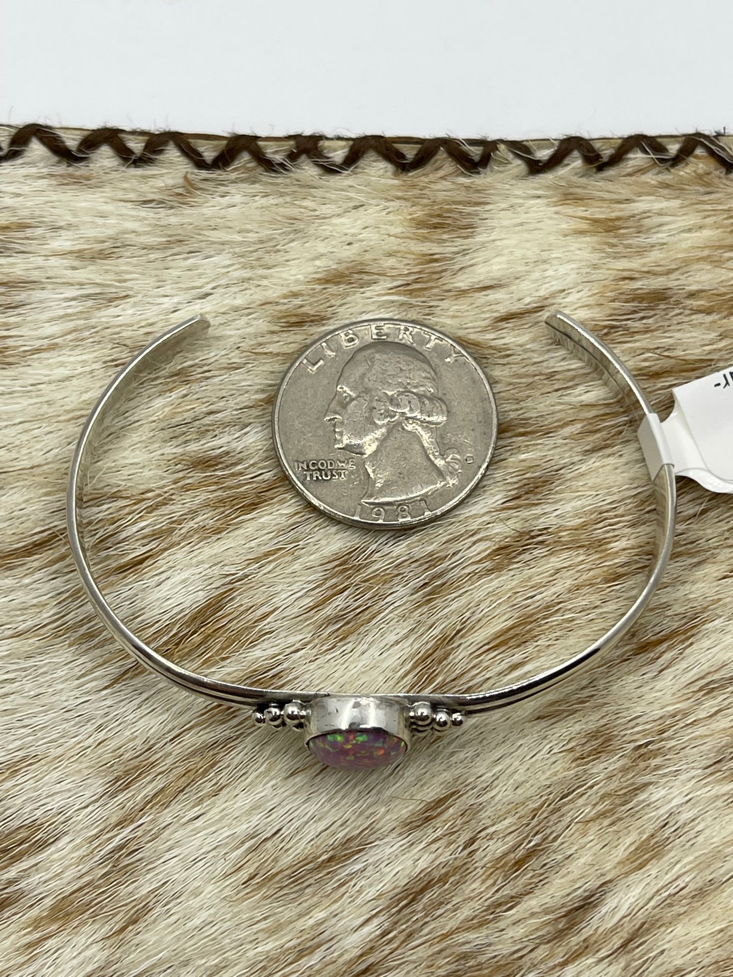 5 1/4"-6 1/2" Pinky/Purple Opal Oval Cuff by Judy Largo, Navajo