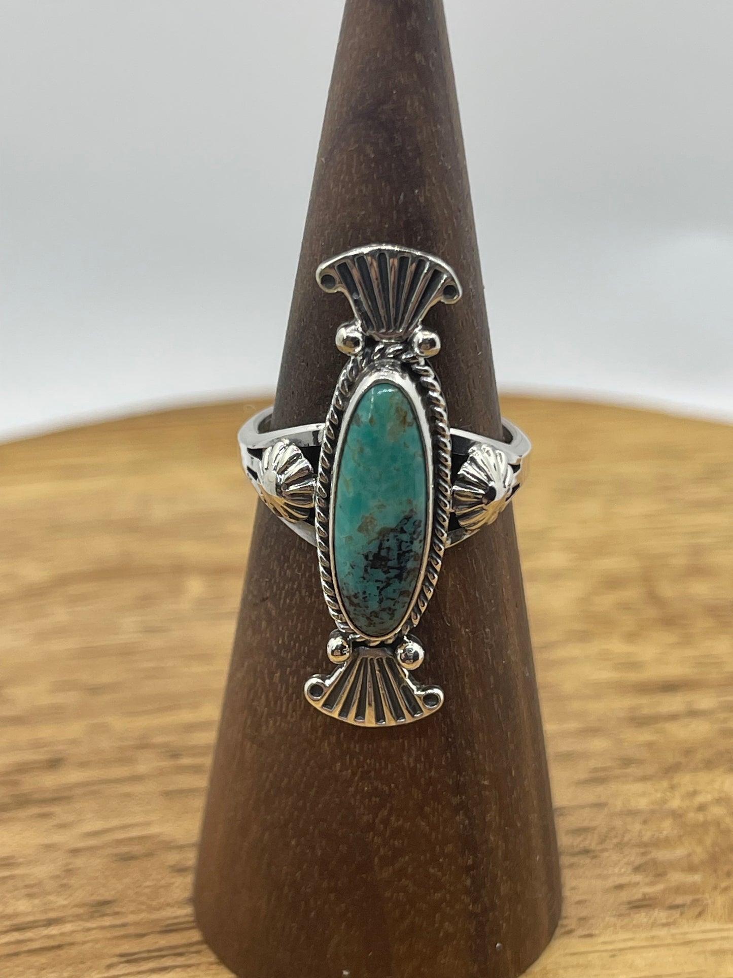 11.0 Turquoise Oval Ring by Daniel Benally, Navajo