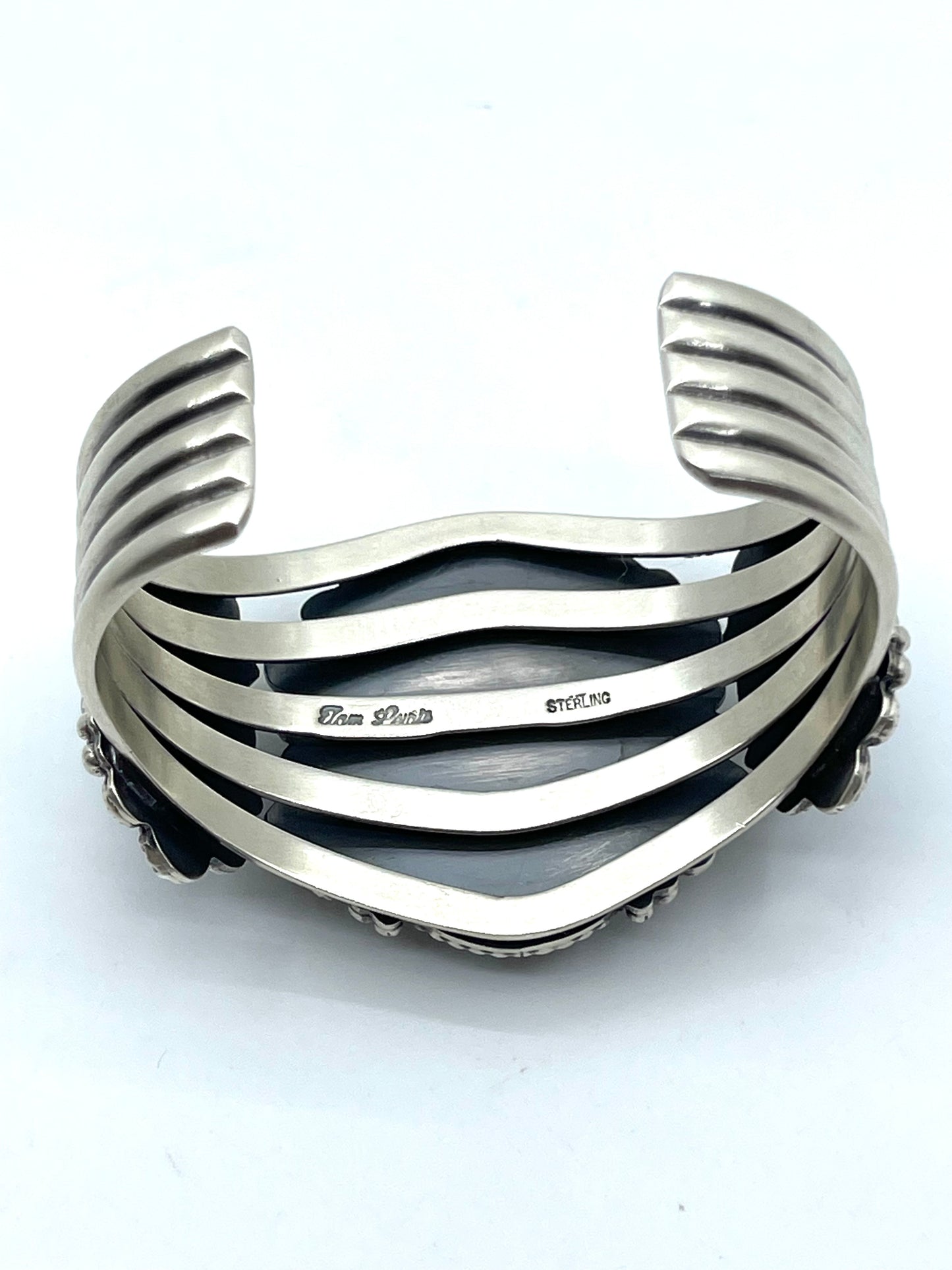 6.25" 3 Stone Golden Hills Turquoise Cuff by Tom Lewis, Navajo