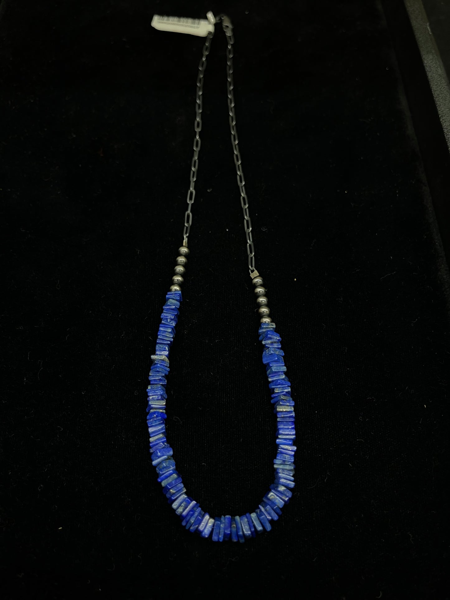 18" lapis and Navajo Pearls Necklace