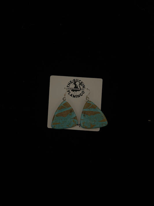 Turquoise Triangle Slab Dangle Earrings