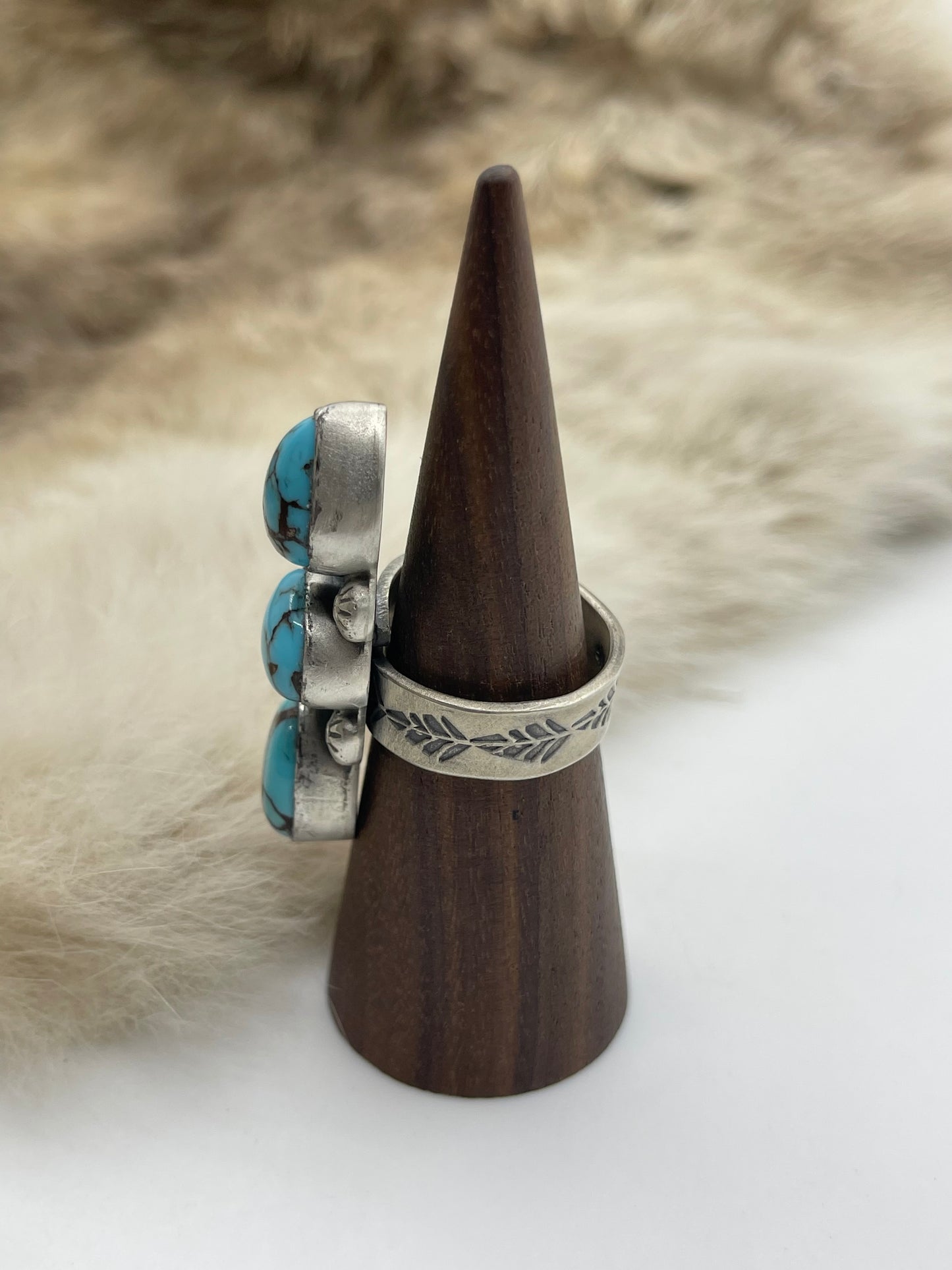 3 Stone Egyptian Turquoise Adjustable (8.0-11.0) by Happy Piasso, Navajo