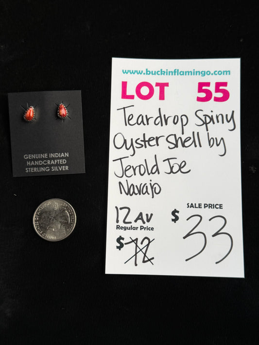 LOT 55 8/9 Teardrop Spiny Oyster Shell by Jerold Joe, Navajo