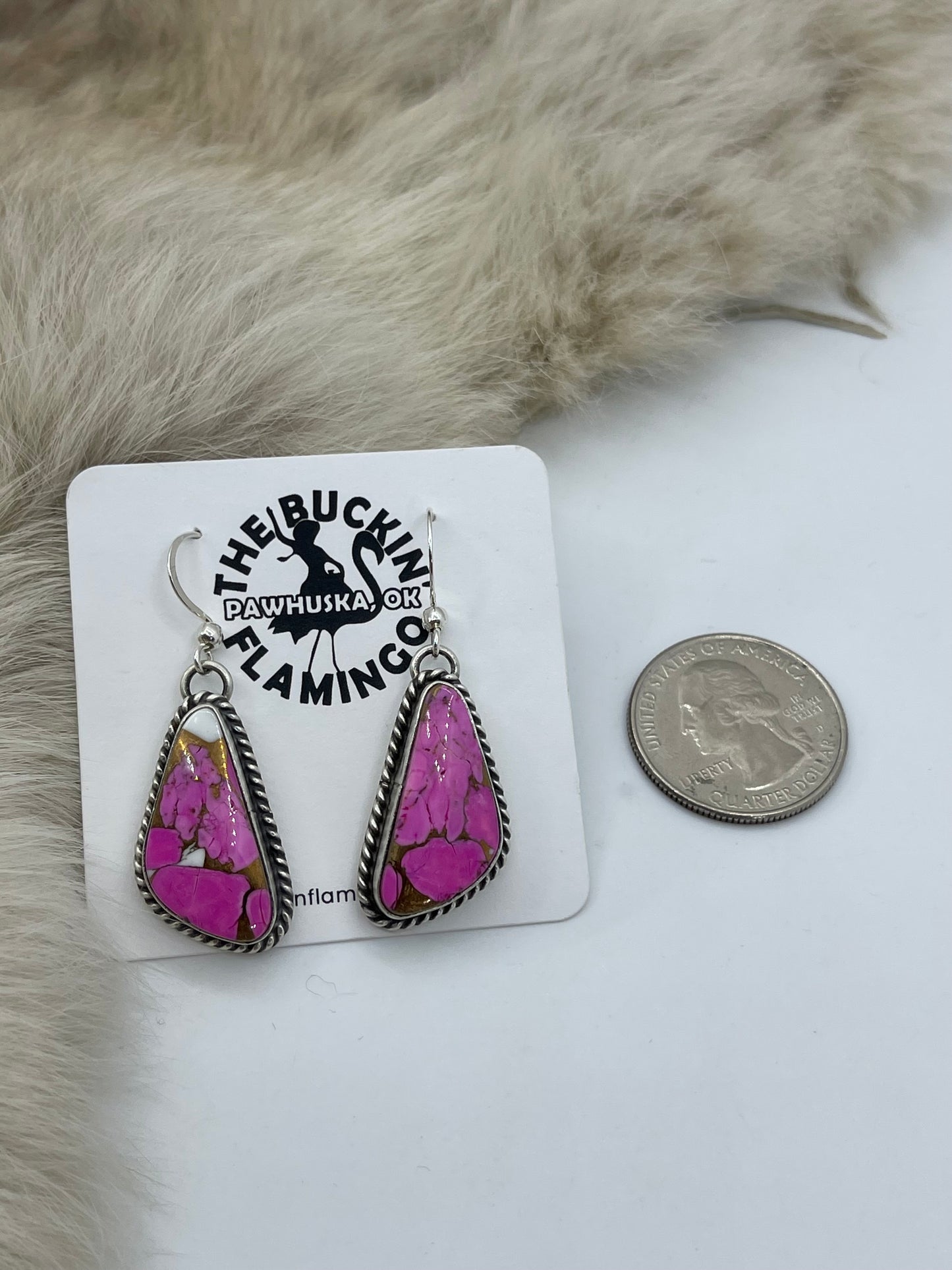 Cotton Candy Hook Dangle Earrings by Chassity Belone, Navajo