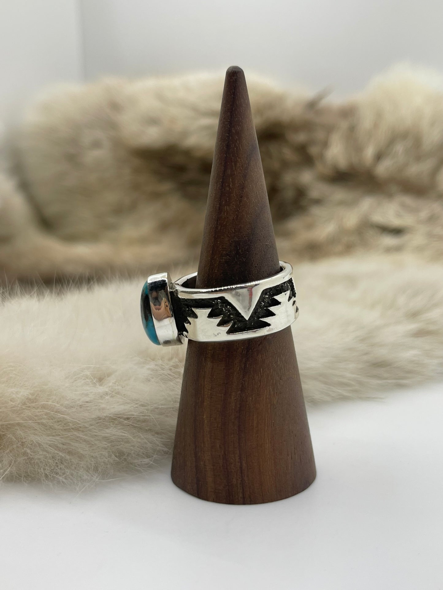 9.5 Kingman Turquoise Ring by Marie Jackson, Navajo