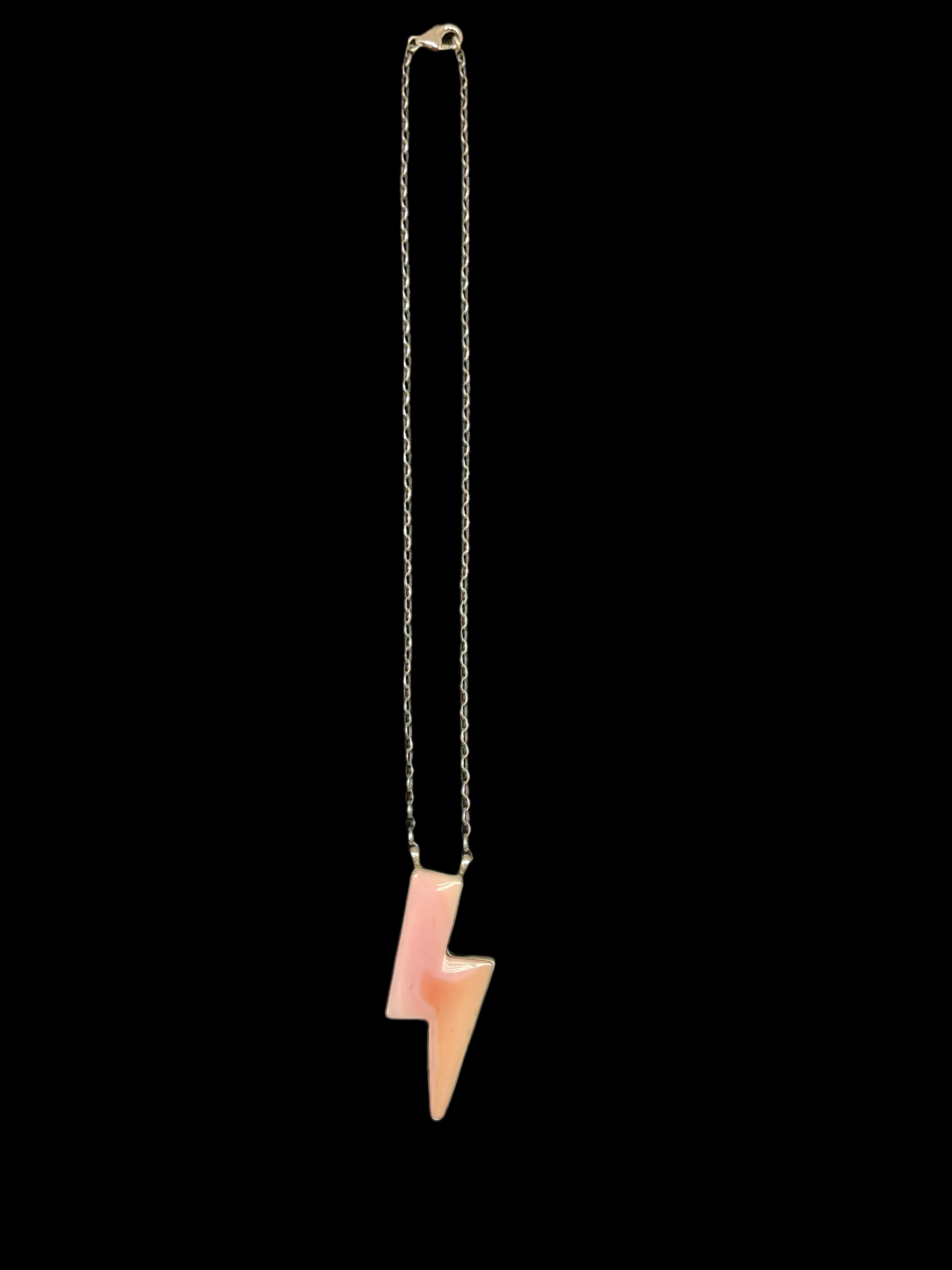 16" Pink Conch Shell Lightning Bolt Necklace by Donovan Skeets, Navajo