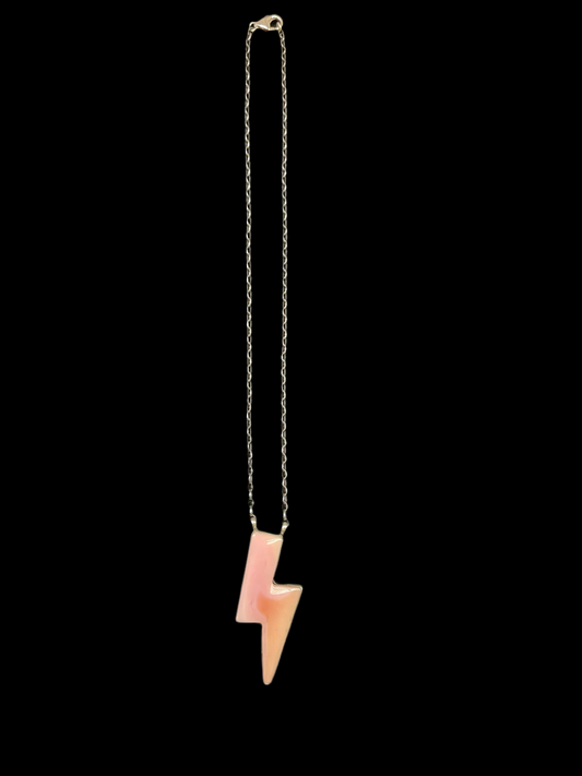 16" Pink Conch Shell Lightning Bolt Necklace by Donovan Skeets, Navajo