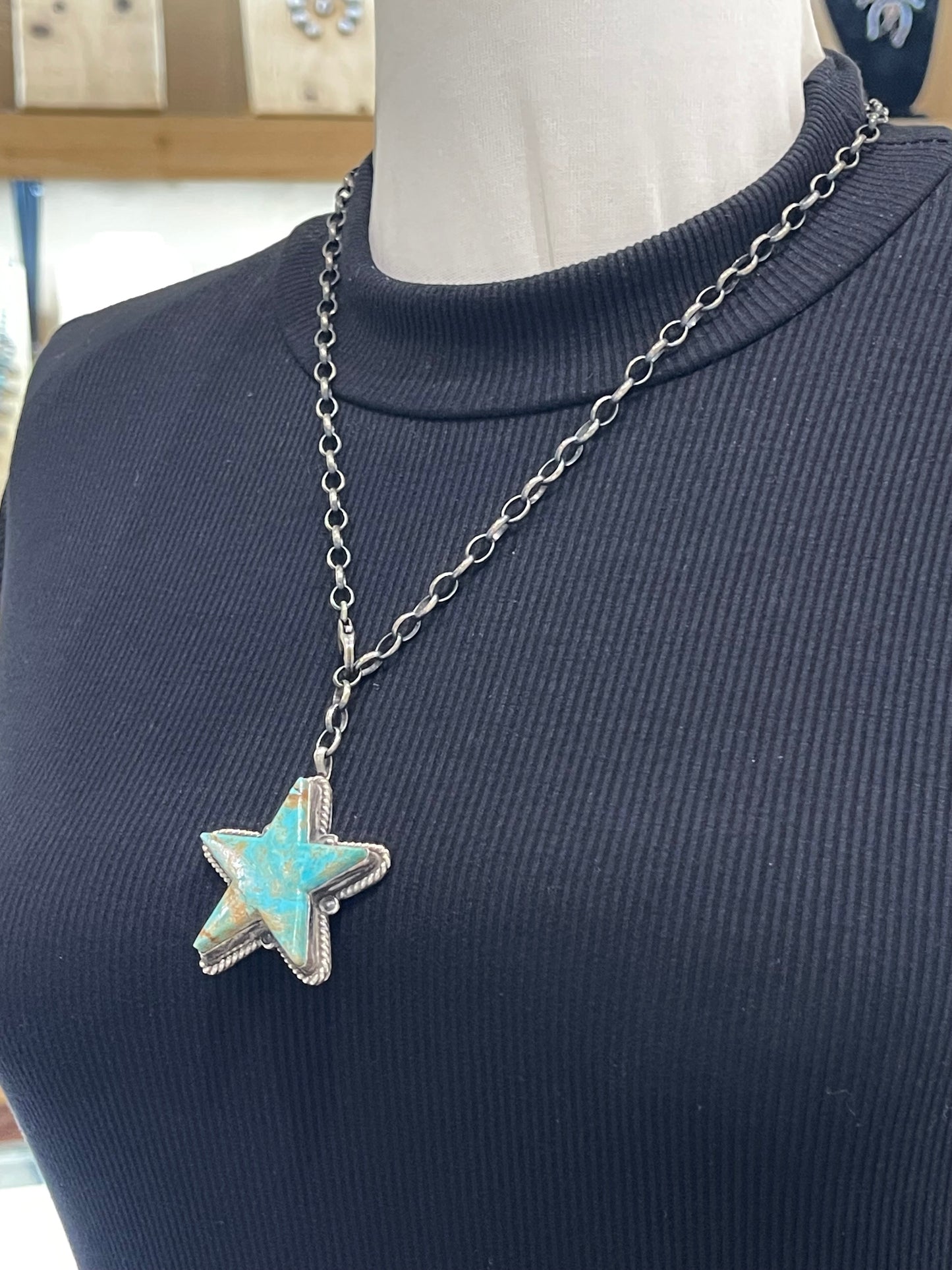 22" Lariat Style Turquoise Heart by Robert Shakey, Navajo