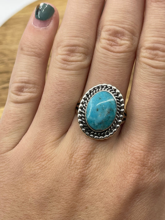 6.0 Kingman Turquoise Ring by Samuel Yellowhair, Navajo