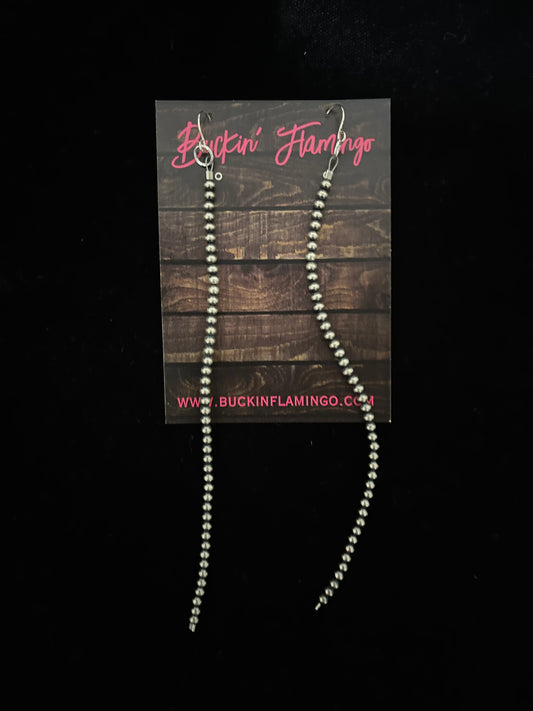 5 1/2" long 3mm Navajo Pearls Strand Dangle Earrings