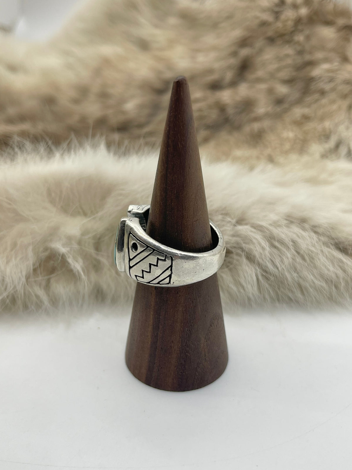10.0 Turquoise Horse Shoe Ring by Bevis Tsadiasi, Zuni