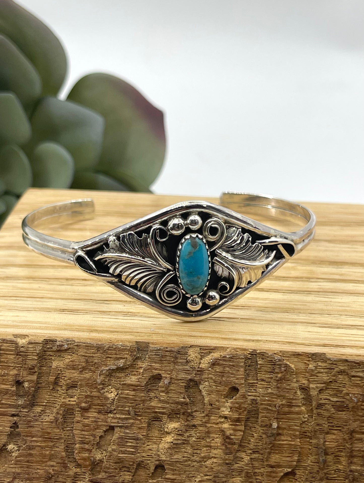 Turquoise Cuff by Harry B. Yazzie, Navajo