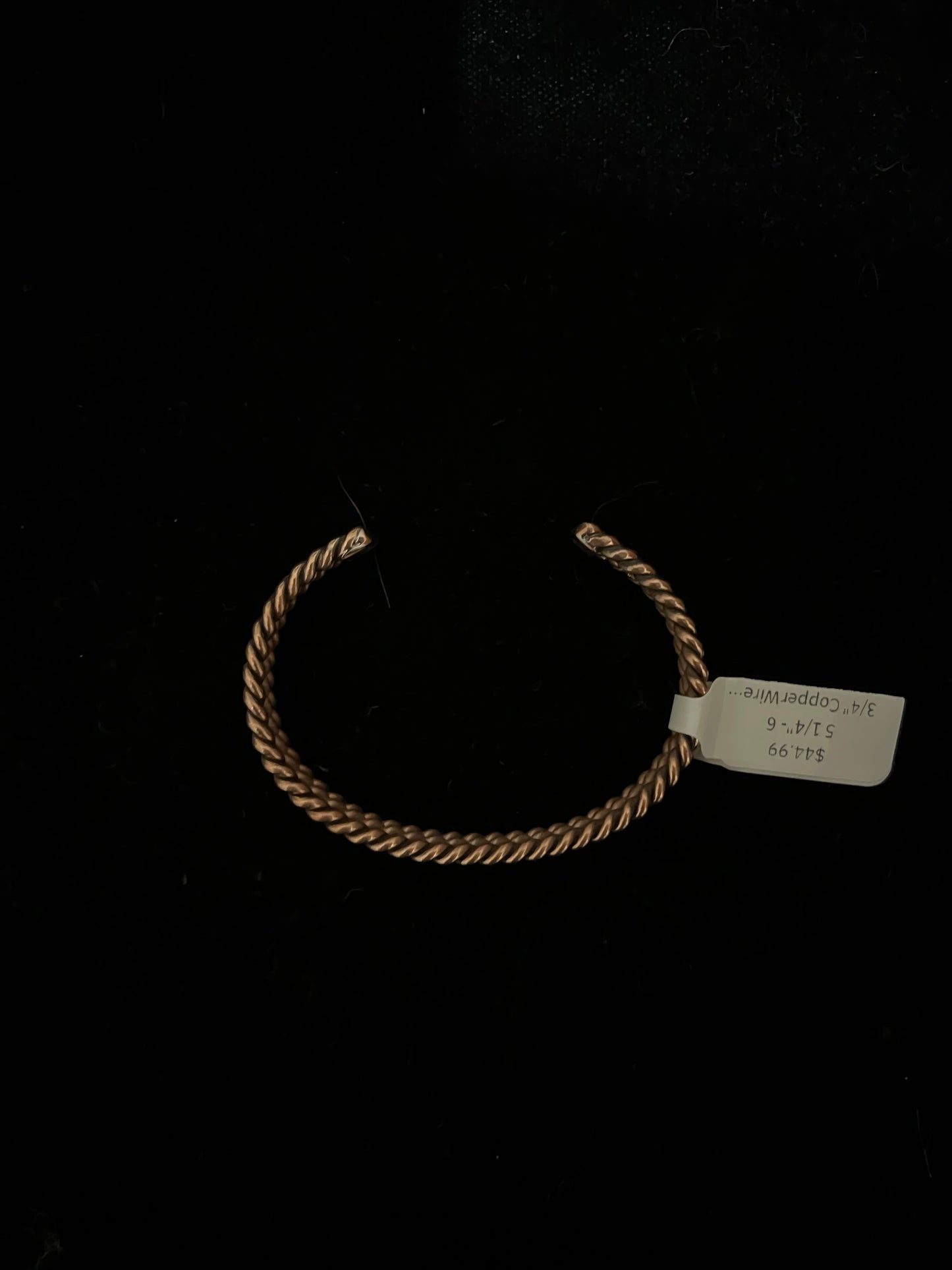 5 1/4"- 6 3/4" Copper Wire Twisted Cuff by Elaine Tahe, Navajo