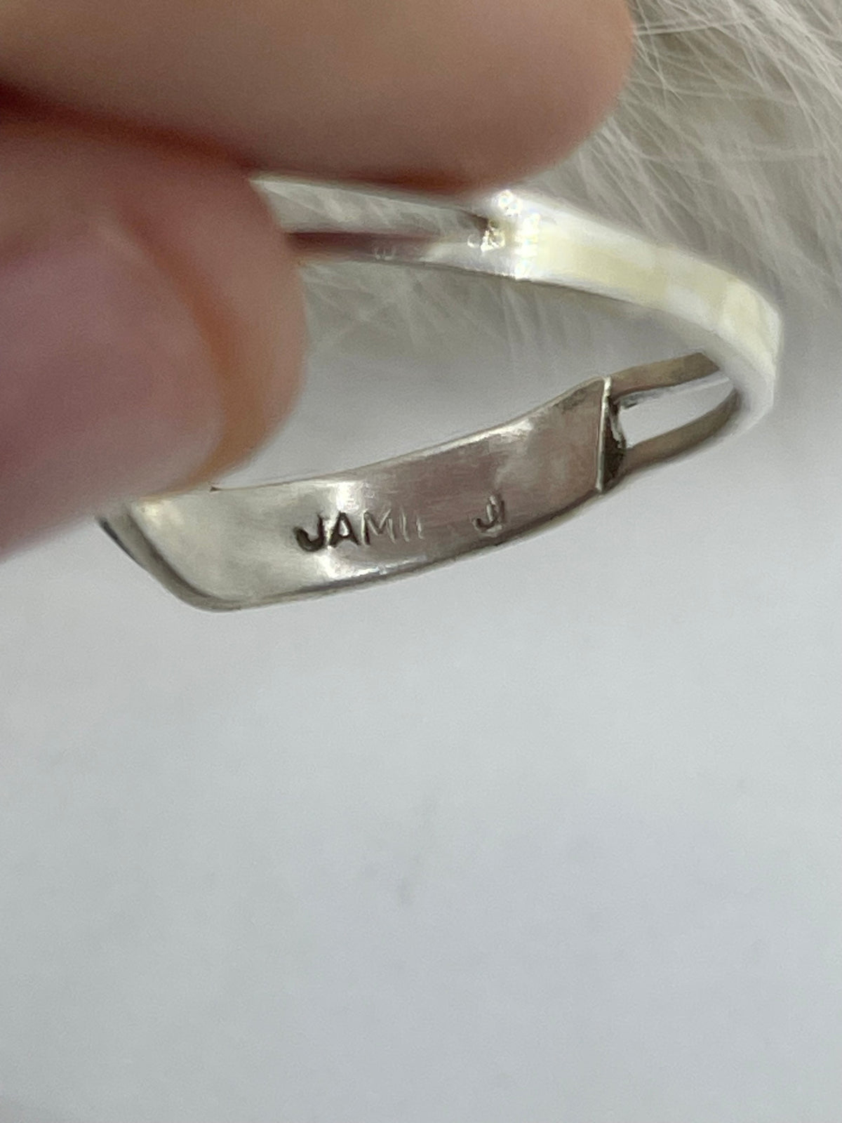 8.0 Turquoise Inlay Chevron Ring by Jamie Johnson, Navajo