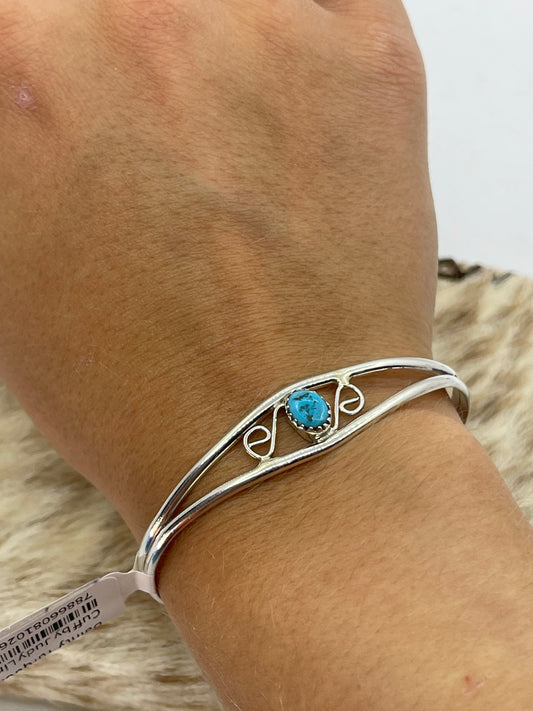 5 1/2"-6 1/2" Dainty Turquoise Cuff by Judy Lincoln, Navajo