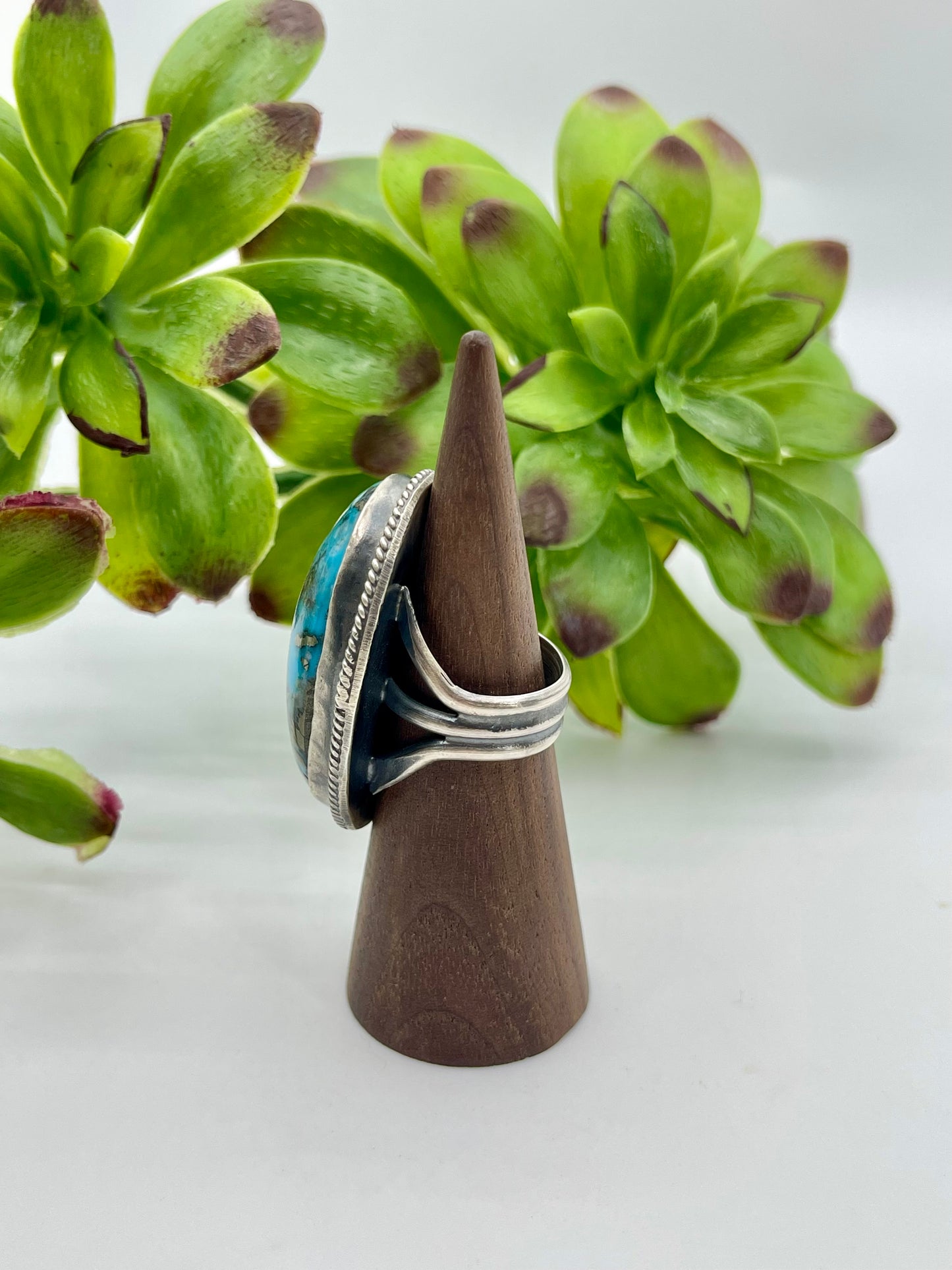 8.0 Oval Persian Turquoise Ring By Boyd Ashley Navajo
