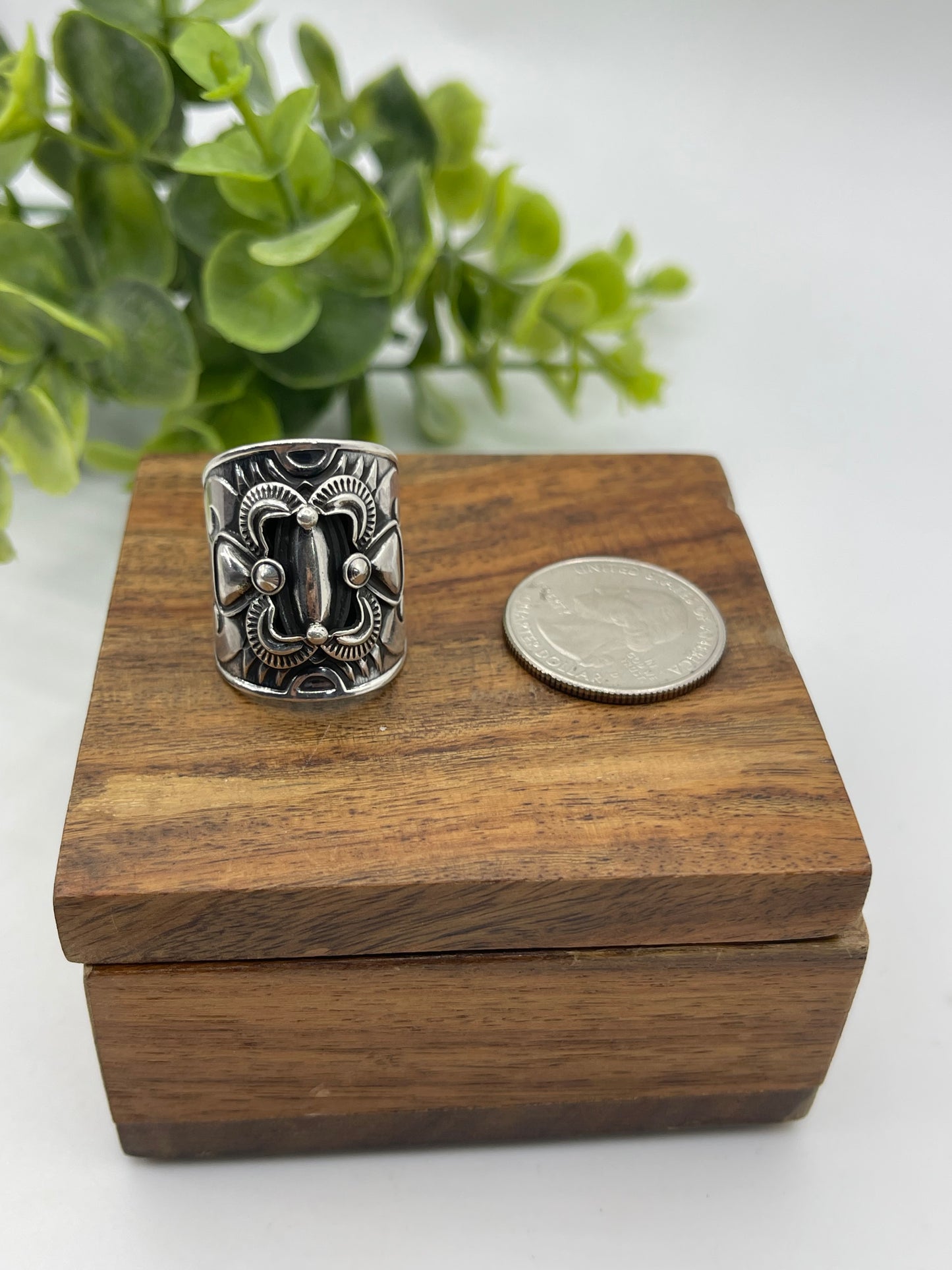 7.0 Wide Silver Band Ring by Derrick Gordon, Navajo