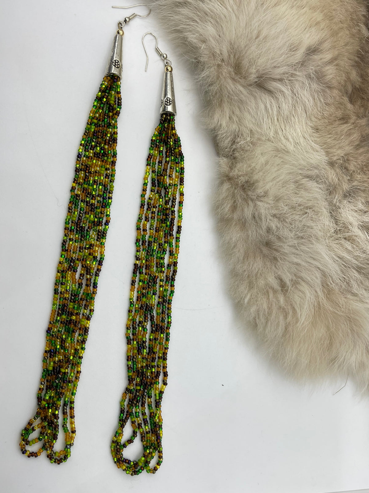 7" Glass Sead Beads Earrings by Ron McCulley, Navajo