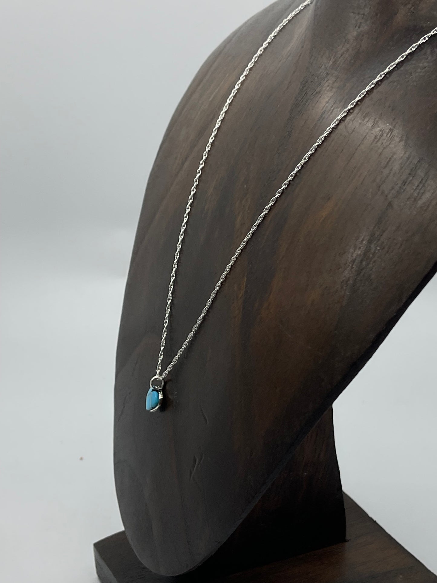 18" Dainty Inlay Turquoise Heart Necklace by Linda Chavez, Zuni