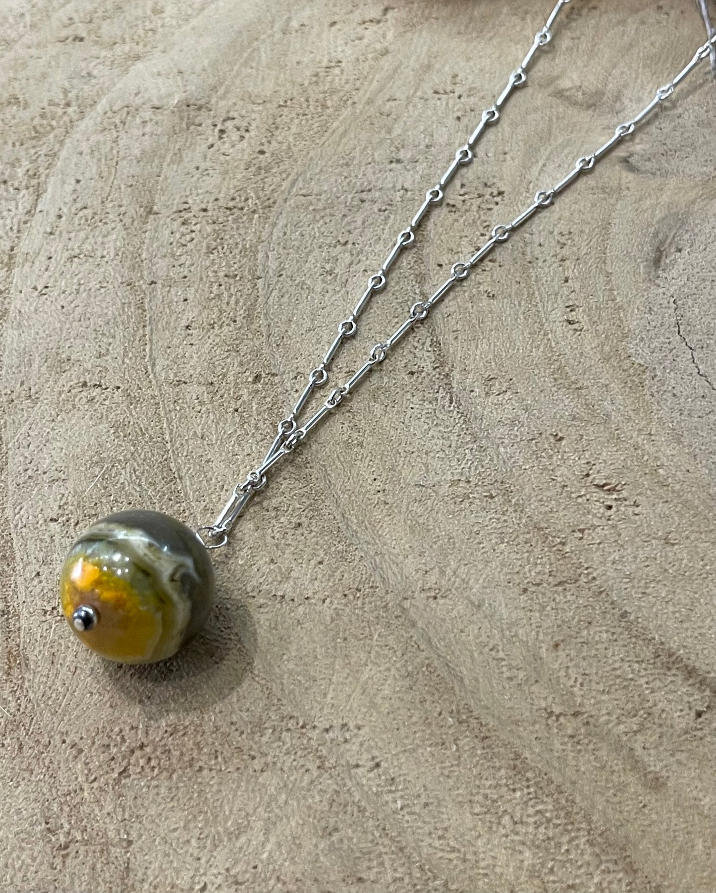 16" Necklace with 18mm Bumblebee Jasper Drop