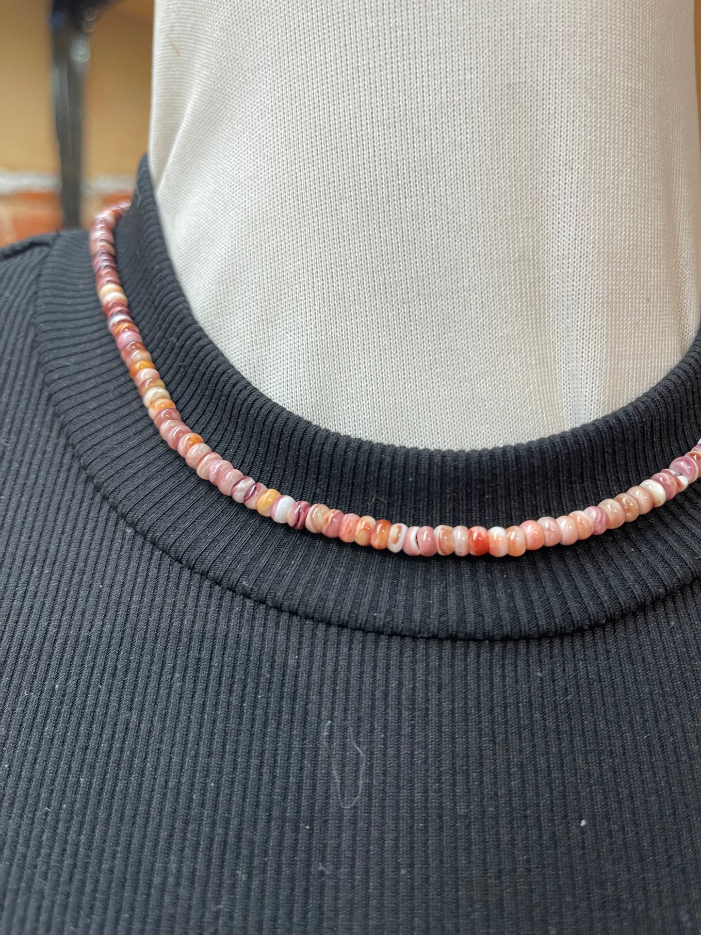 17" 4mm Spiny Oyster Necklace