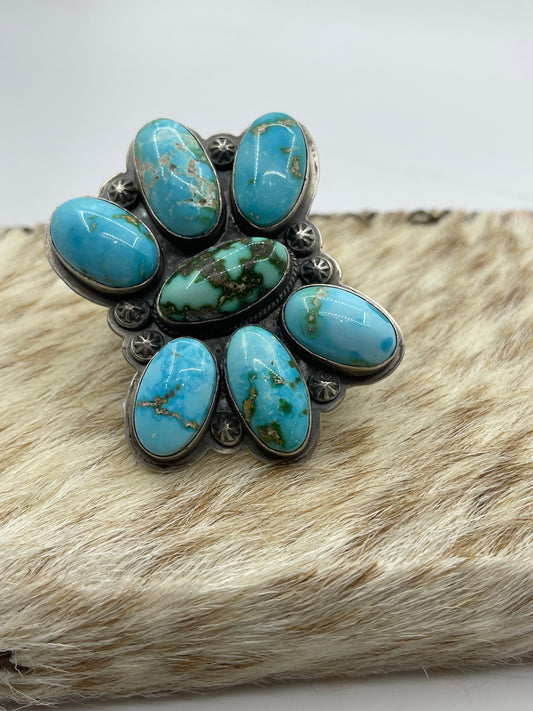 Adjustable Sonoran Gold Cluster Ring by Steven Nez, Navajo