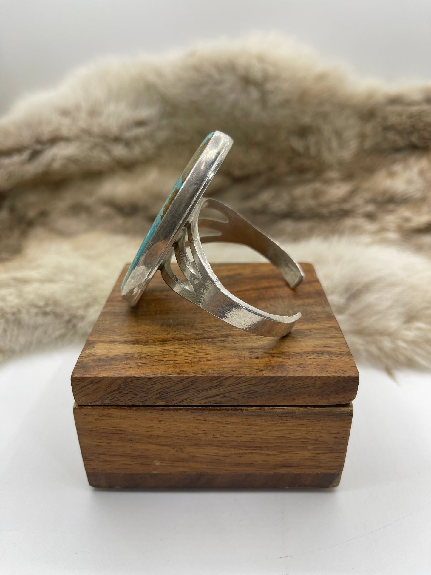 Teardrop #8 Turquoise Cuff by Carrie Cannon, Kiowa