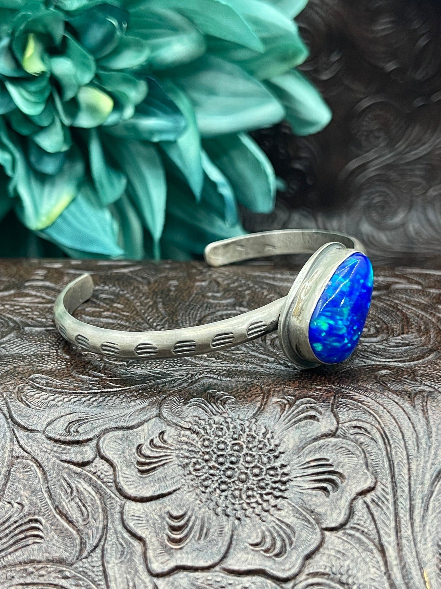 5.75" - 7.25" Opal Single Stone Cuff