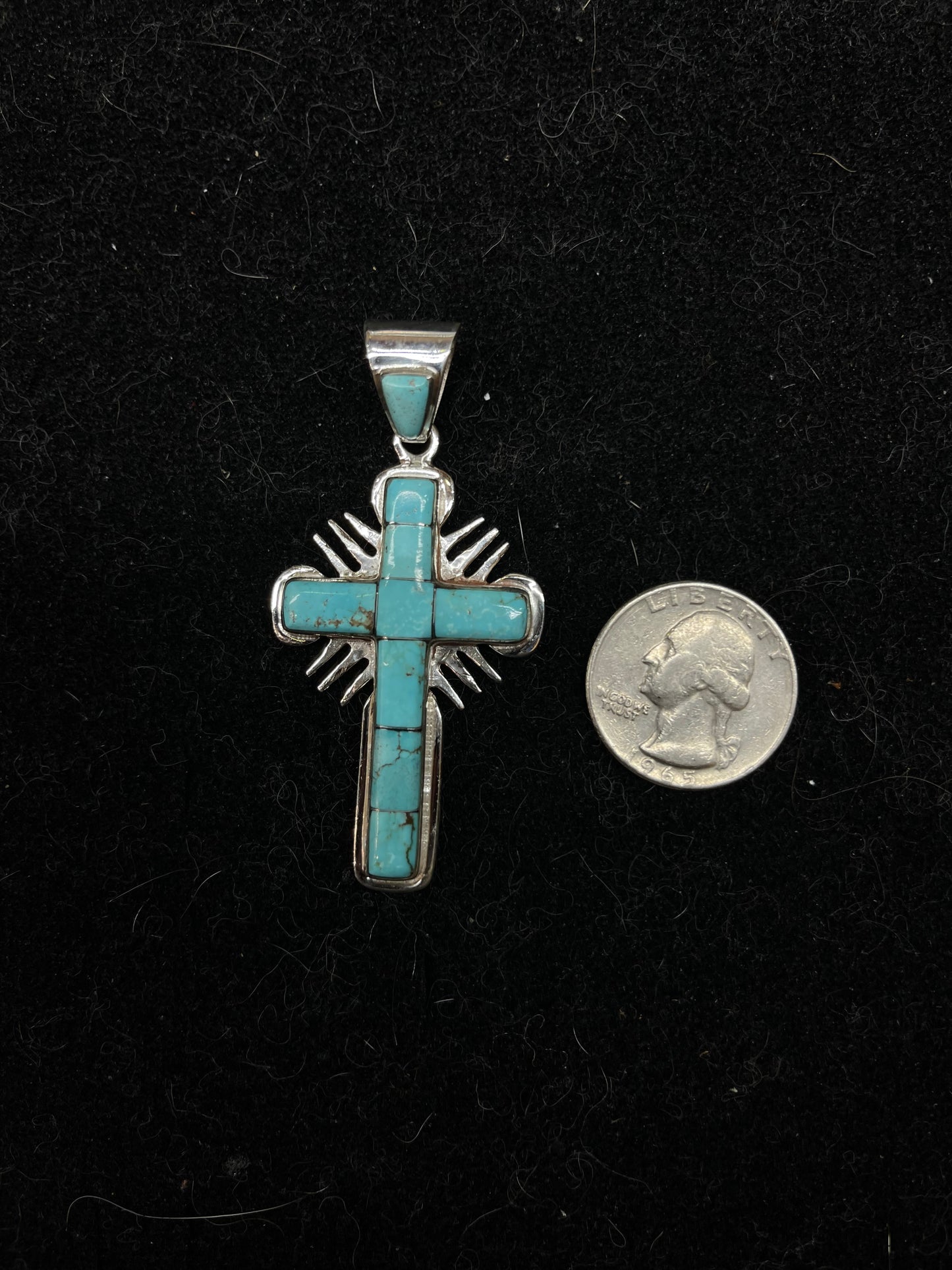 Turquoise Sun Cross Pendant with an 8mm Bale