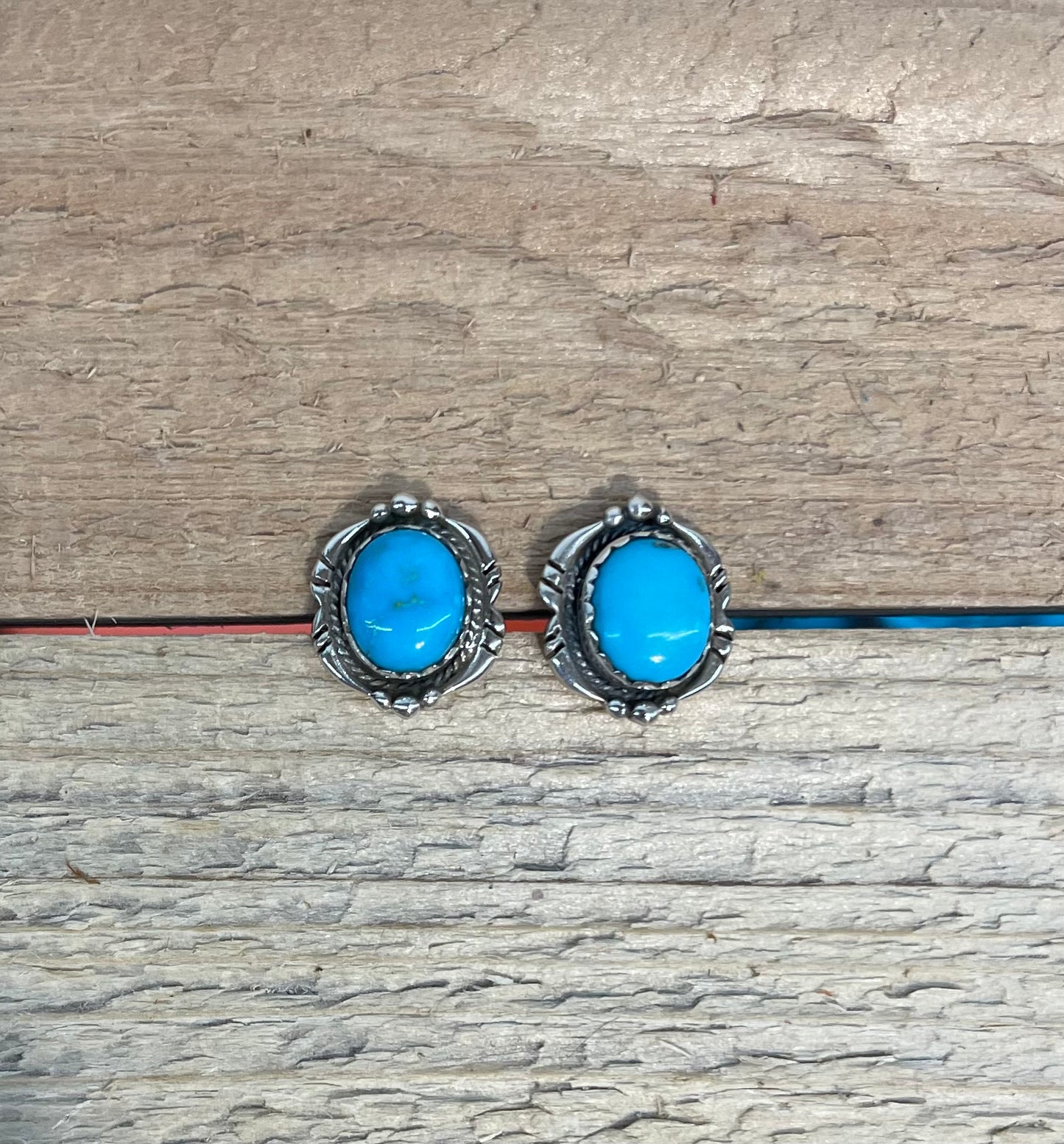 Oval Sleeping Beauty Turquoise Post Earrings