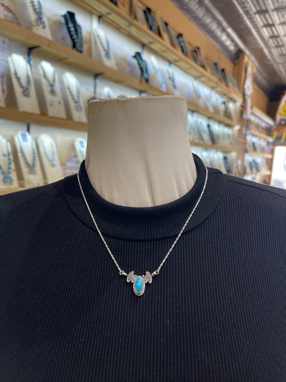 18" Dainty Turquoise Necklace by Verley Betone, Navajo