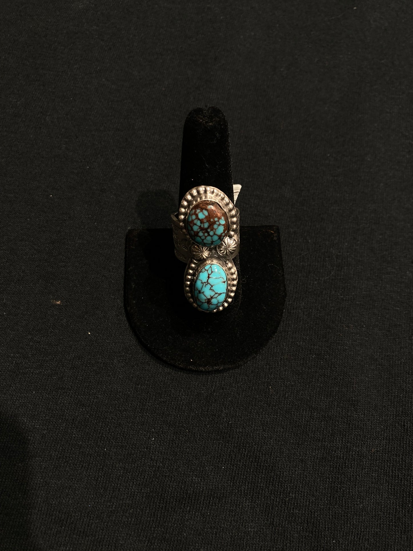 7.5 2 Stone Egyptian Turquoise Ring by Boyd Ashley, Navajo