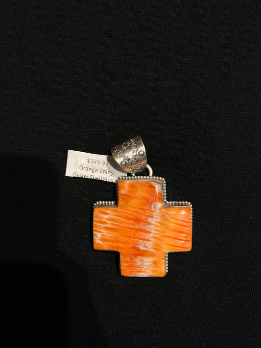 Orange Spiny Oyster Shell Plus Pendant with a 9mm Bale by Boyd Ashley, Navajo