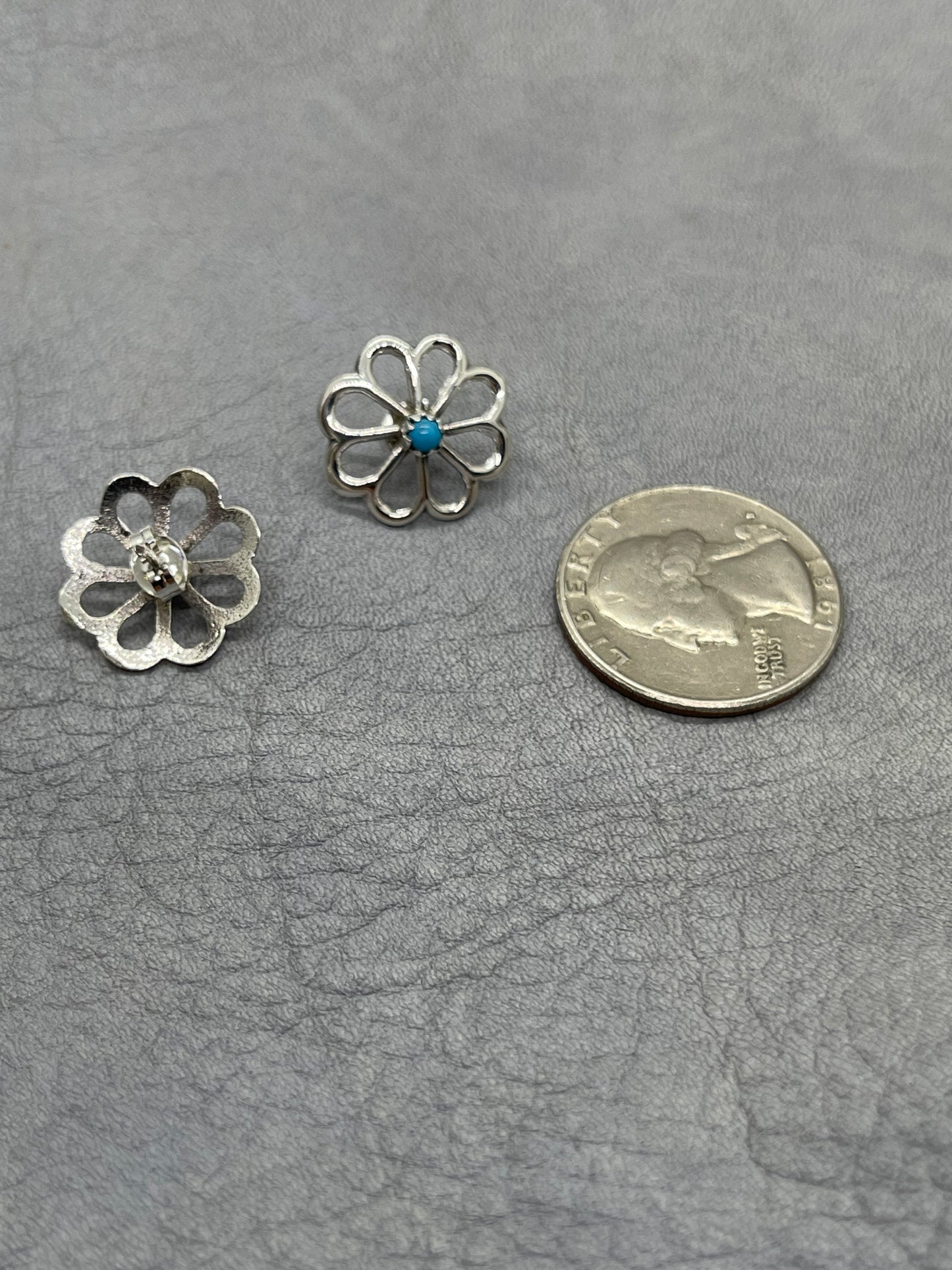 Flower with Turquoise Earrings by Lorraine Chee, Navajo