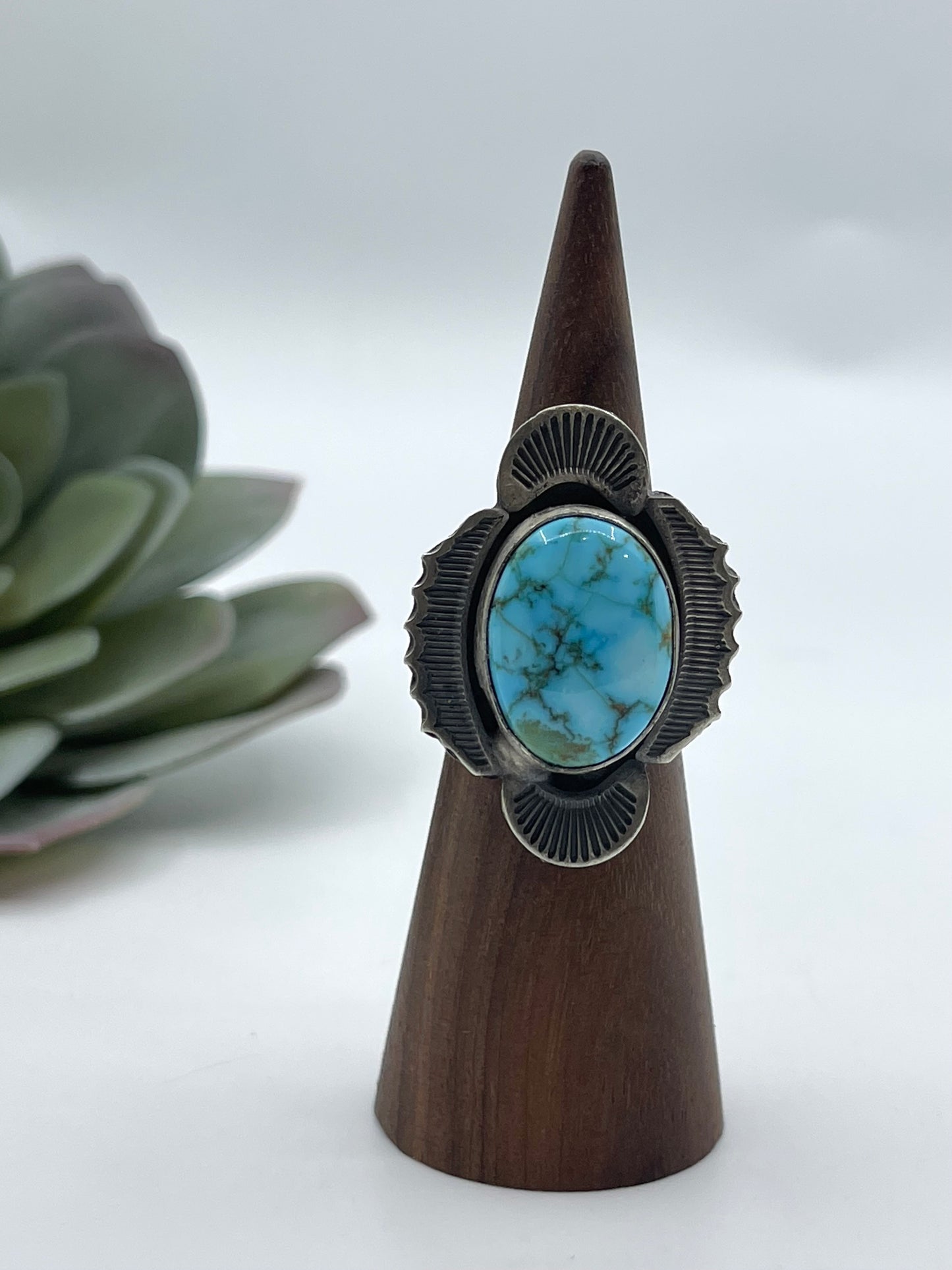 7.0 Sonoran Gold Turquoise Ring By Gilbert Nez, Navajo