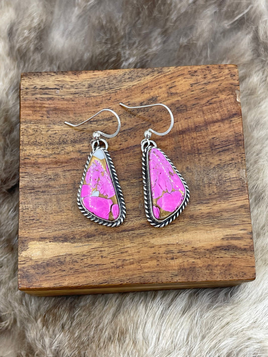 Cotton Candy Hook Dangle Earrings by Chassity Belone, Navajo