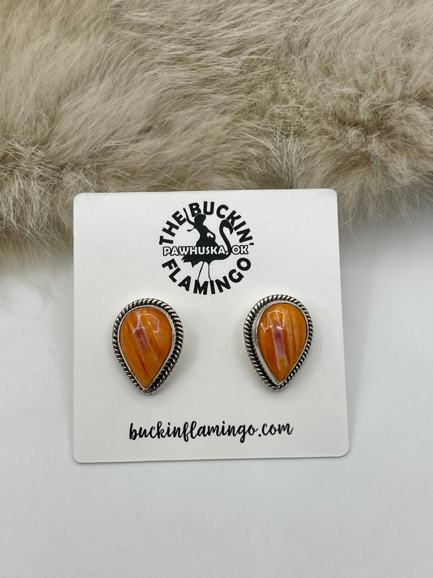 Orange Spiny Oyster Shell Earrings