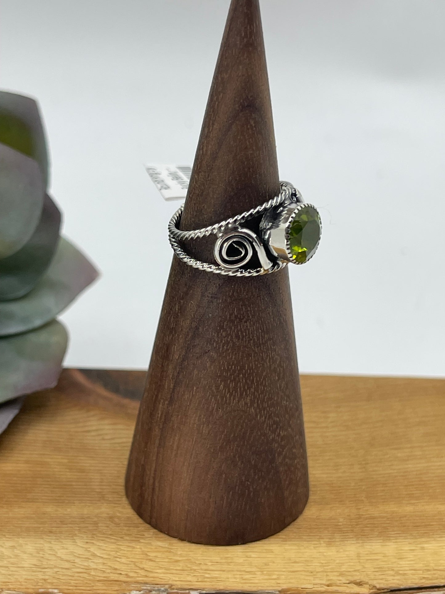 5.0 Peridot Round Ring by Bucky Belin, Navajo