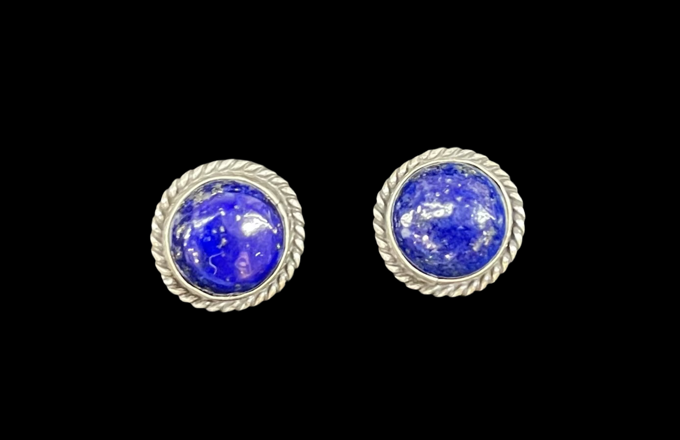 Lapis Circle Post Earrings by Judith Dixon, Navajo