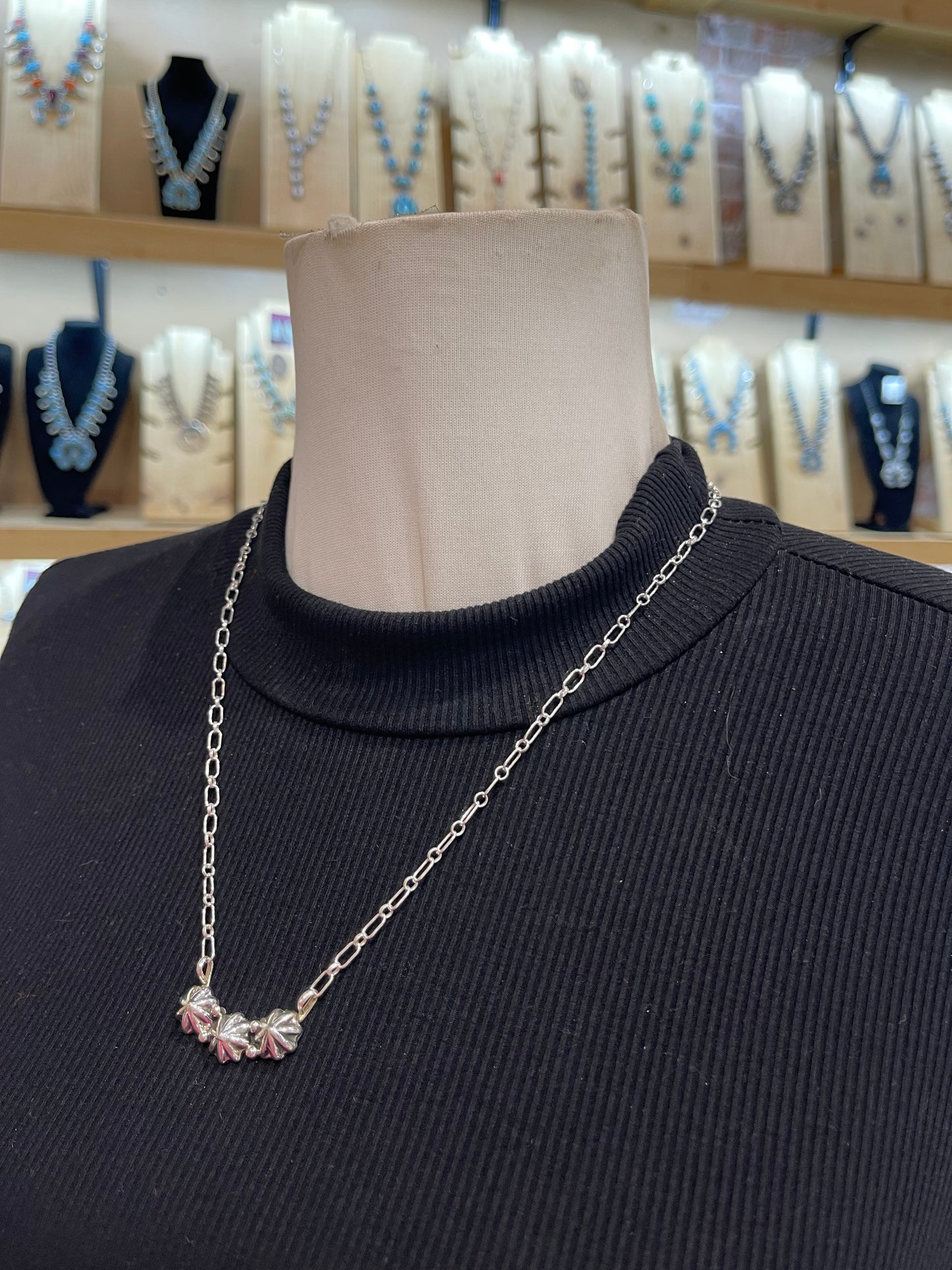 16" 3 Star Concho Necklace by Arlene Lewis, Navajo