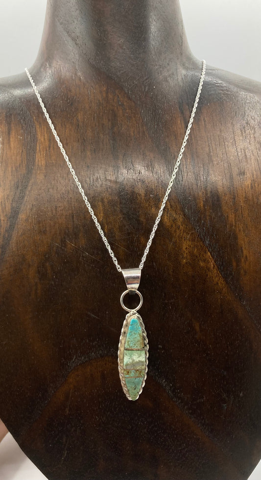 18” Turquoise Inlay Necklace by Brandon Etsitty, Navajo