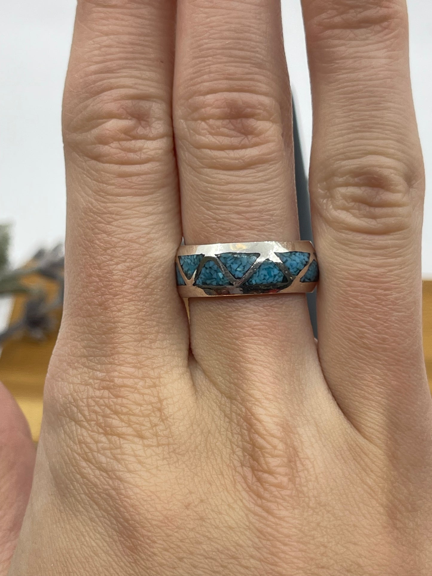 7.0 Turquoise Triangle Inlay Ring