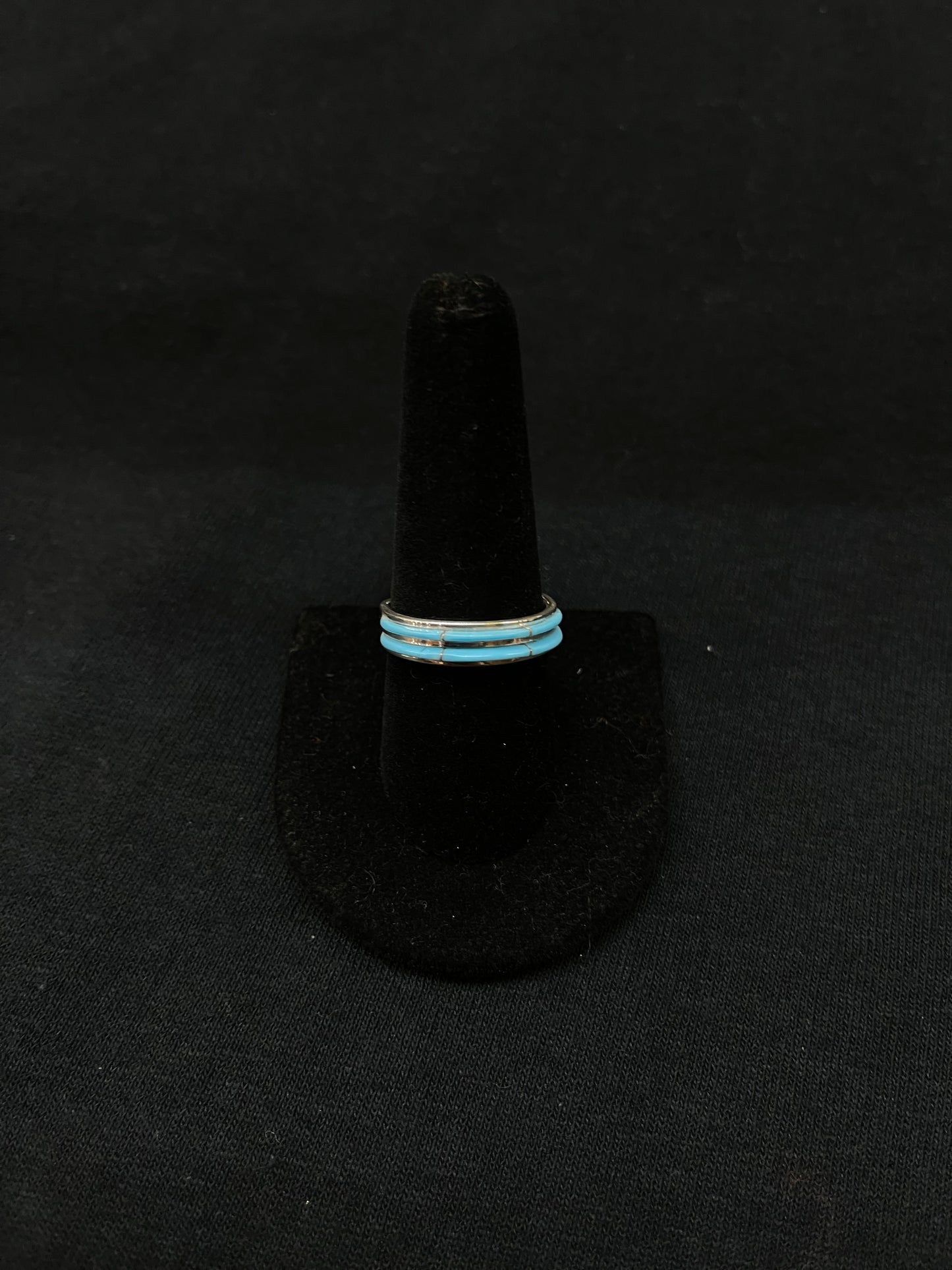 9.5 Sleeping Beauty Turquoise 2 Row Ring by Bevis Massie, Zuni