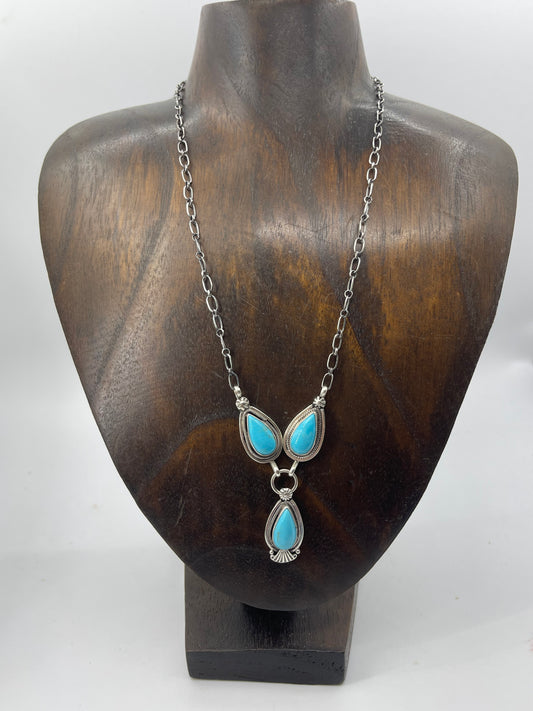 18" 3 Stone Dainty Lariat Necklace by Verley Betone, Navajo