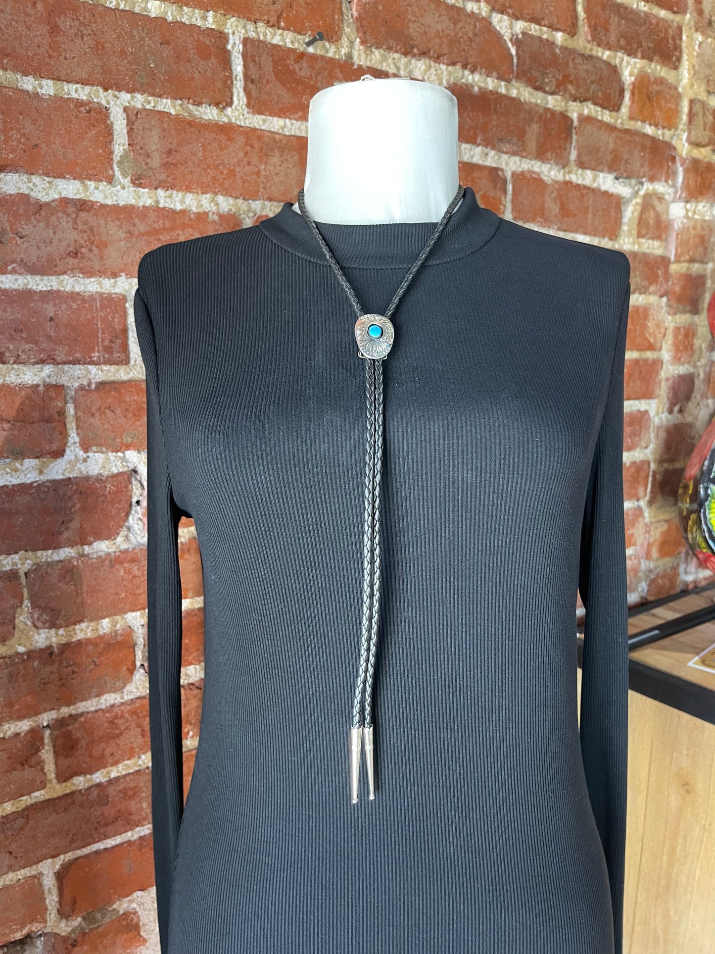 Turquoise Shadowbox Bolo Tie by Shirley Skeets, Navajo