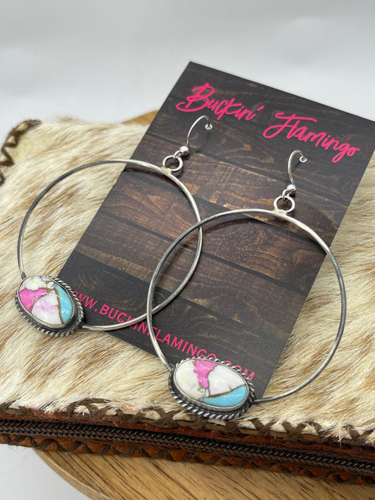 Cotton Candy Hoops by Elouise Kee, Navajo