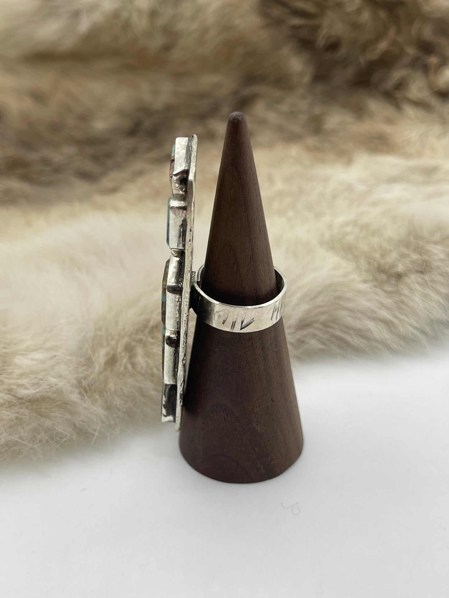 8 Stone #8 Turquoise Adjustable 6.0-9.0 Ring by Jude Candelaria, Zuni