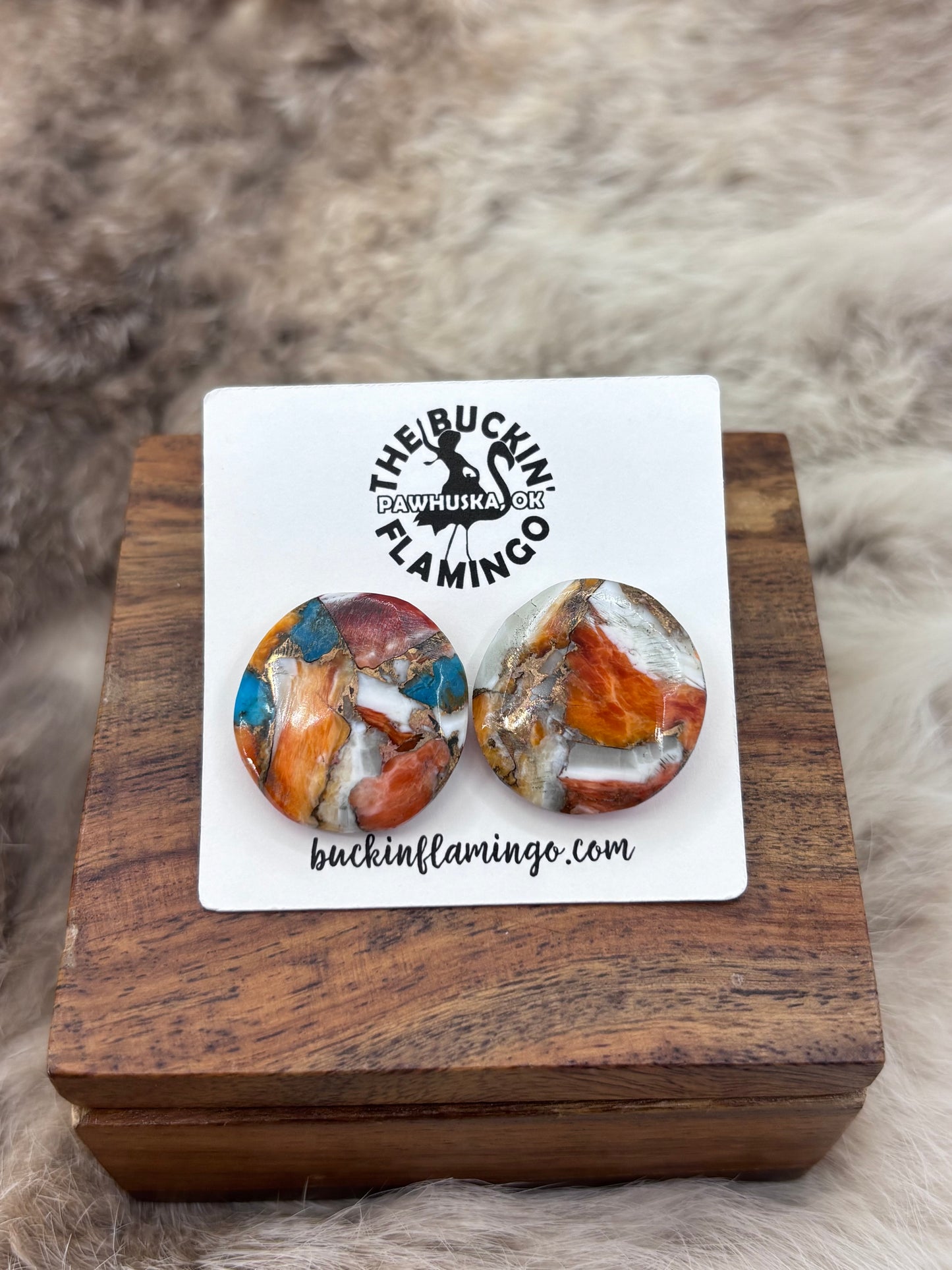 Round Orange Crush Earrings by Joe & JoAnn Garcia, Santo Domingo